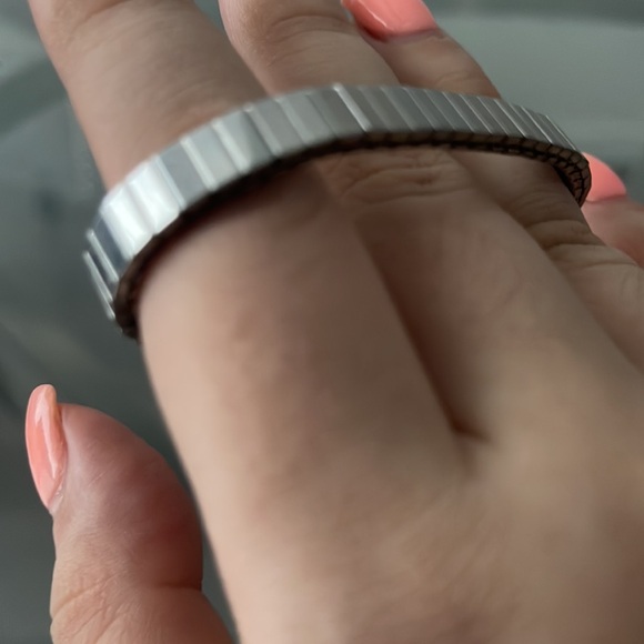 Y2K vintage sterling silver stretch bracelet with 18K gold hearts and circles - Picture 4 of 6